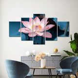 5-panel Lotus Flower Canvas Wall Art