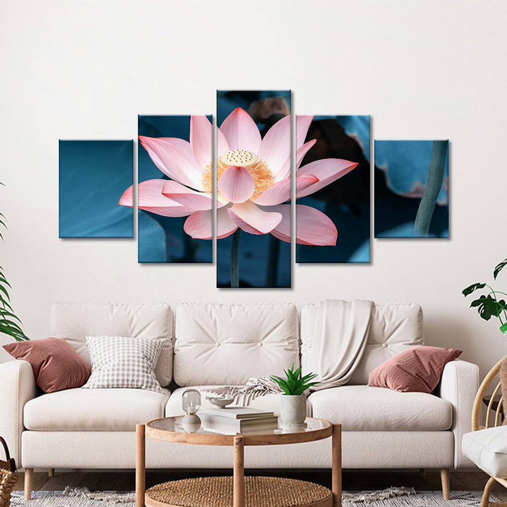 5-panel Lotus Flower Canvas Wall Art