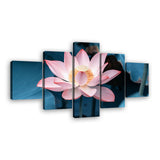 5-panel Lotus Flower Canvas Wall Art