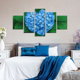 Blue Heart-Shaped Hydrangea Flowers Canvas Wall Art