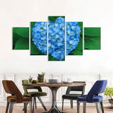 Blue Heart-Shaped Hydrangea Flowers Canvas Wall Art