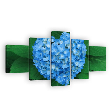 Blue Heart-Shaped Hydrangea Flowers Canvas Wall Art