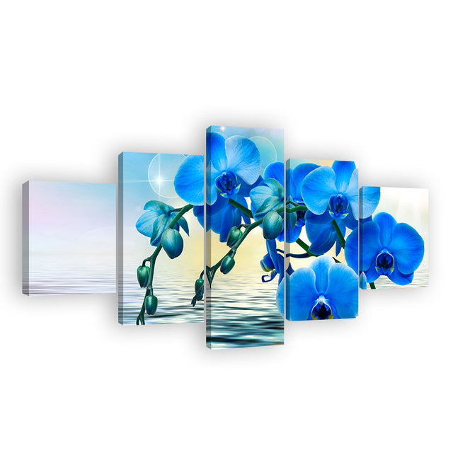 Blue Orchid Flower Canvas Wall Art