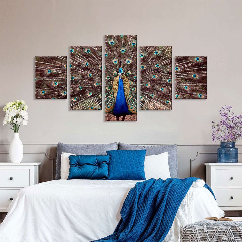 Blue Peacock Feathers Canvas Wall Art