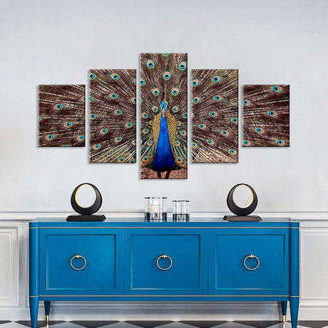 Blue Peacock Feathers Canvas Wall Art