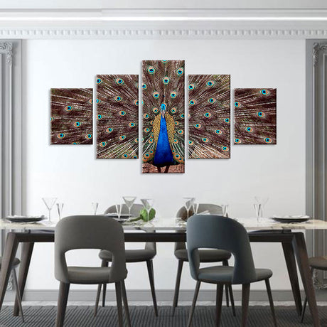 Blue Peacock Feathers Canvas Wall Art