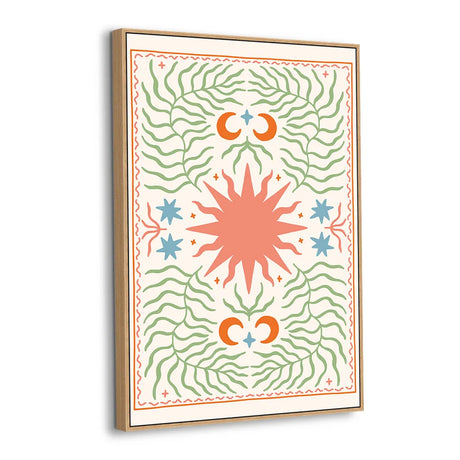 Boho Cosmic Sun &amp; Moon Canvas Wall Art