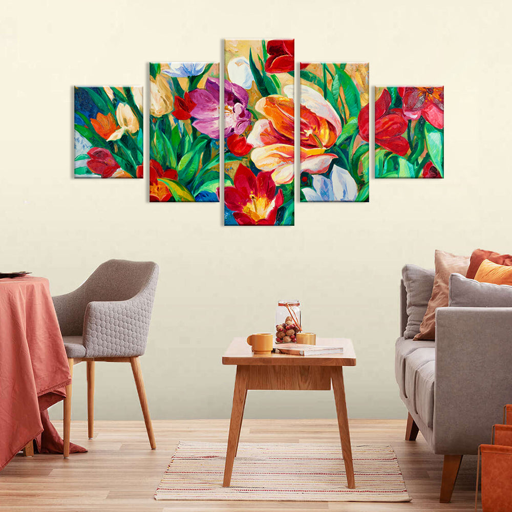 Bouquet of Colorful Flowers Canvas Wall Art