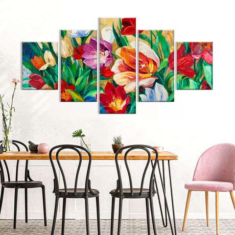 Bouquet of Colorful Flowers Canvas Wall Art