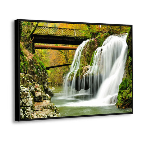 Bridge Over Tranquil Falls Canvas Wall Art
