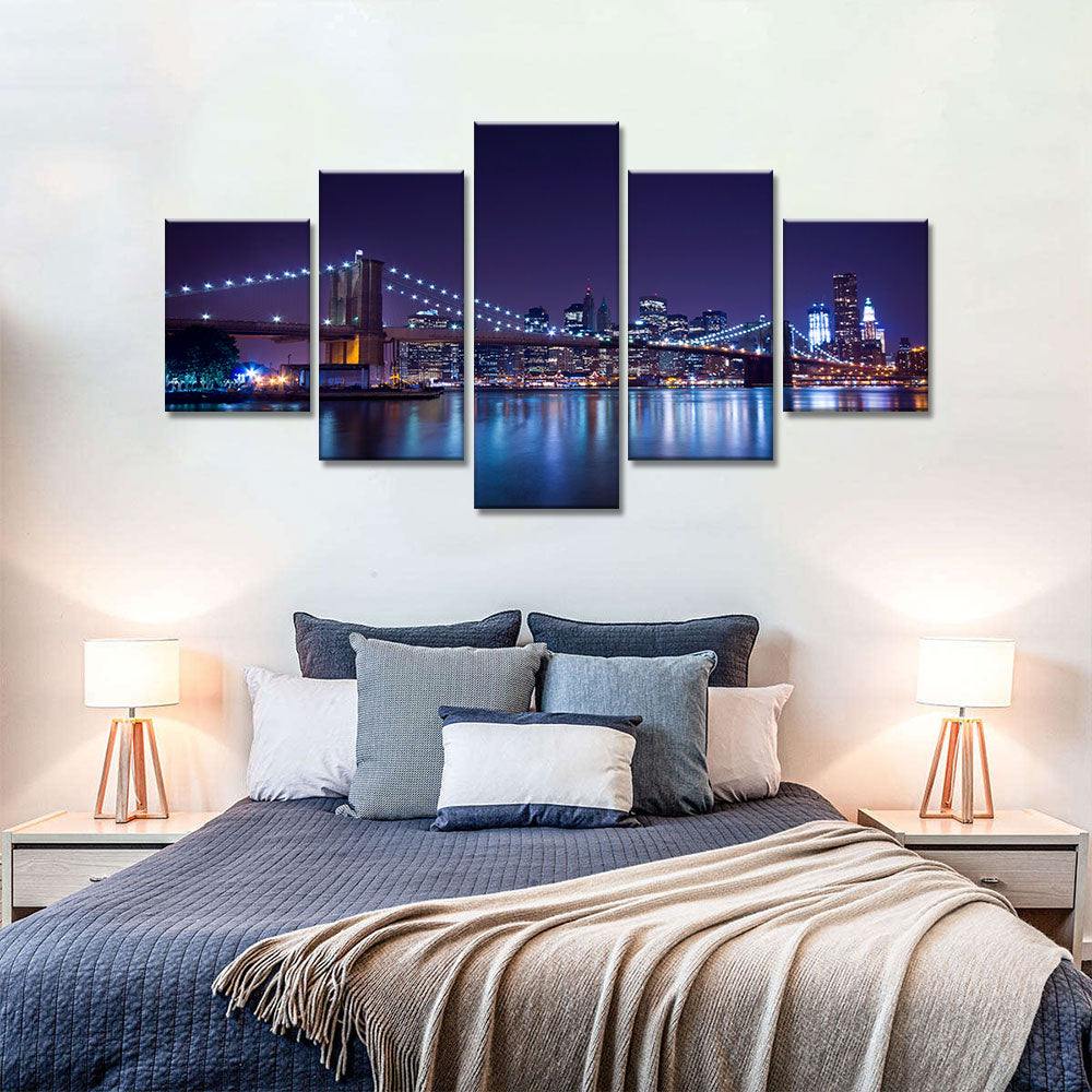 Canvas Wall Art - Brooklyn Bridge at Night