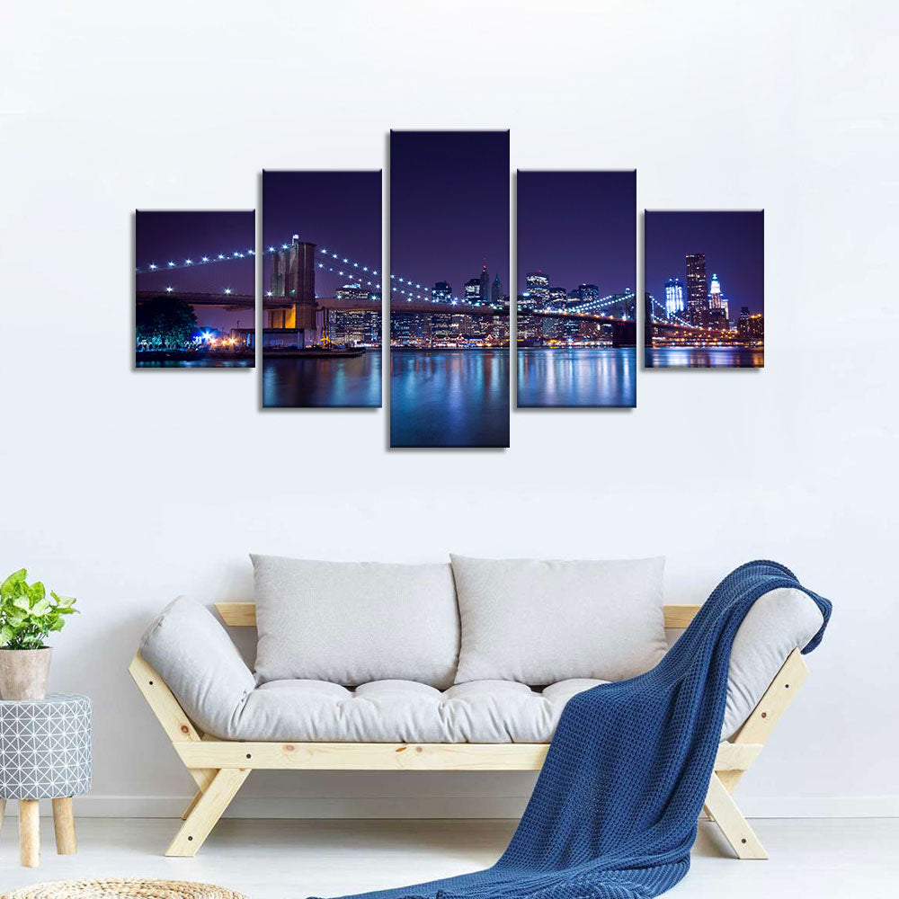 Canvas Wall Art - Brooklyn Bridge at Night