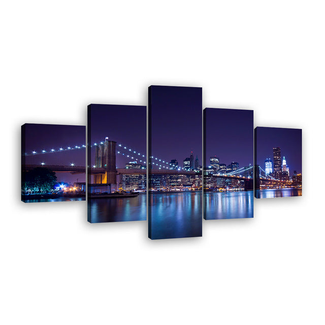 Canvas Wall Art - Brooklyn Bridge at Night