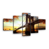 Brooklyn Bridge in Autumn Sunset Canvas Wall Art