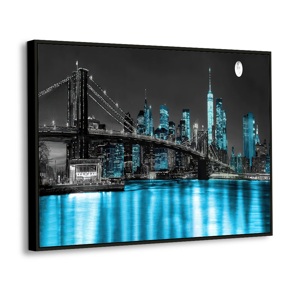 Brooklyn Bridge At Night - NYC Skyline Canvas Wall Art