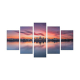 Budapest Parliament at Sunrise - 5-Piece Panoramic Canvas Wall Art