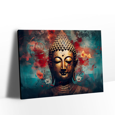 Buddha In Colorful Vintage Style Canvas Wall Art