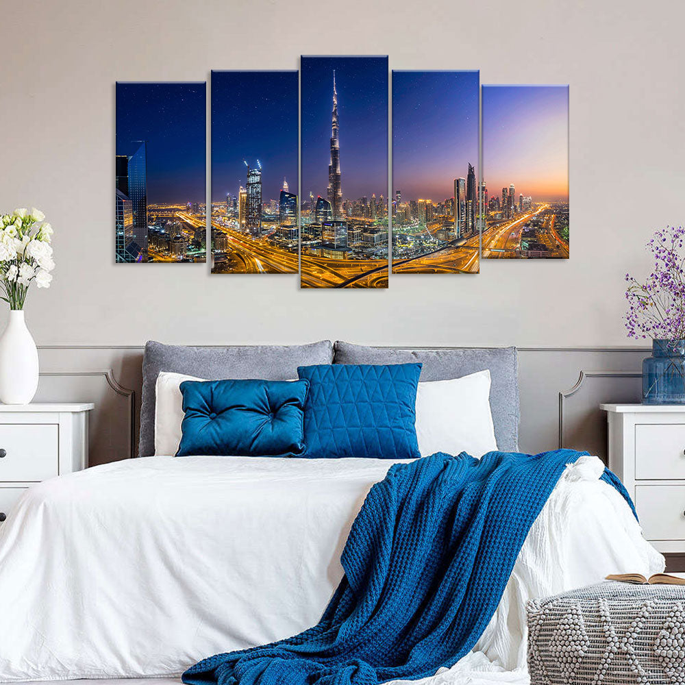 Burj Khalifa Night Skyline Canvas Wall Art