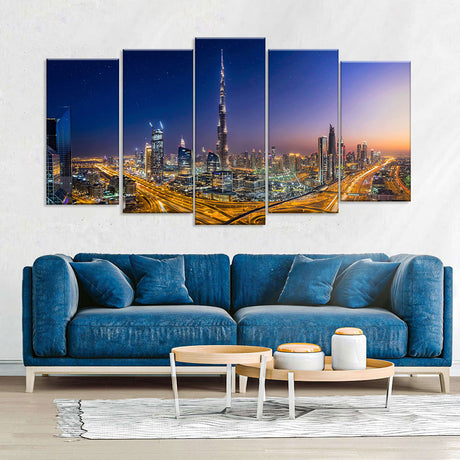 Burj Khalifa Night Skyline Canvas Wall Art