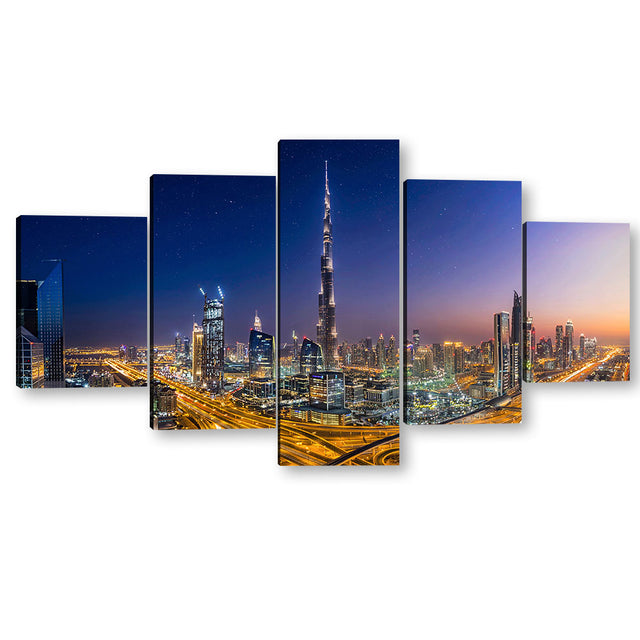 Burj Khalifa Night Skyline Canvas Wall Art