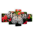 Butterfly on Red Flowers Canvas Wall Art