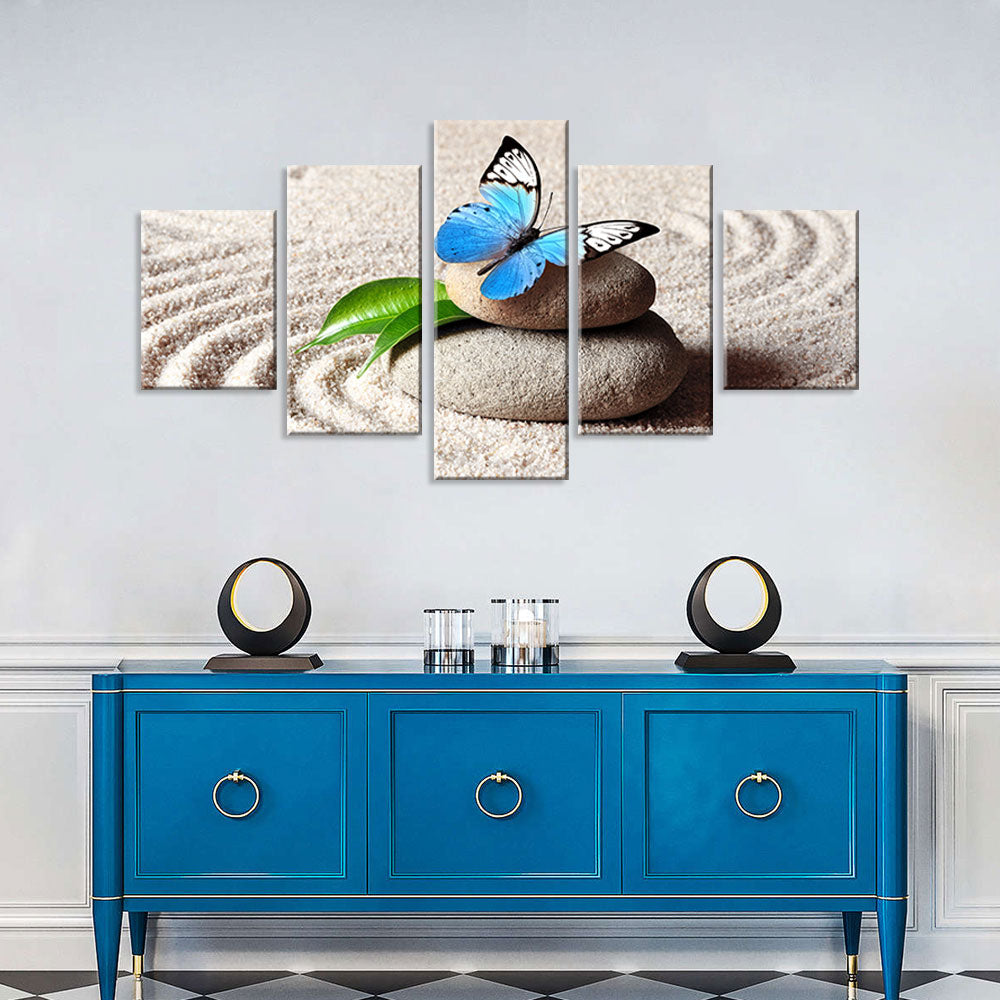 Butterfly on Yoga Stone Canvas Wall Art