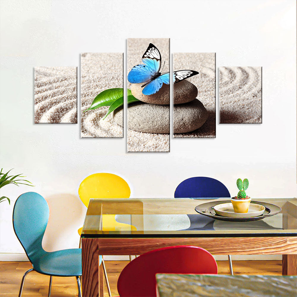 Butterfly on Yoga Stone Canvas Wall Art