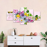 Butterfly and Colorful Flowers Canvas Wall Art