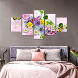 Butterfly and Colorful Flowers Canvas Wall Art