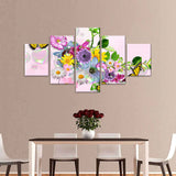 Butterfly and Colorful Flowers Canvas Wall Art