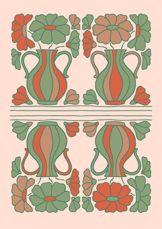Vintage Garden Vases Canvas Wall Art