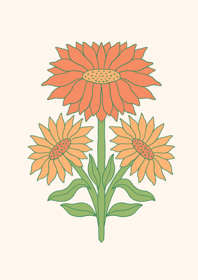 Golden Bloom Trio Botanical Canvas Wall Art