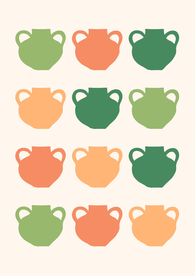 Vintage Pottery Pattern Canvas Wall Art