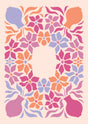 Retro Floral Wreath Canvas Wall Art