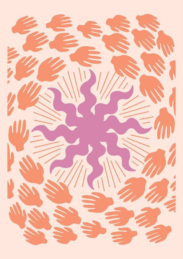 Vibrant Hands and Energy Burst Wall Canvas Art
