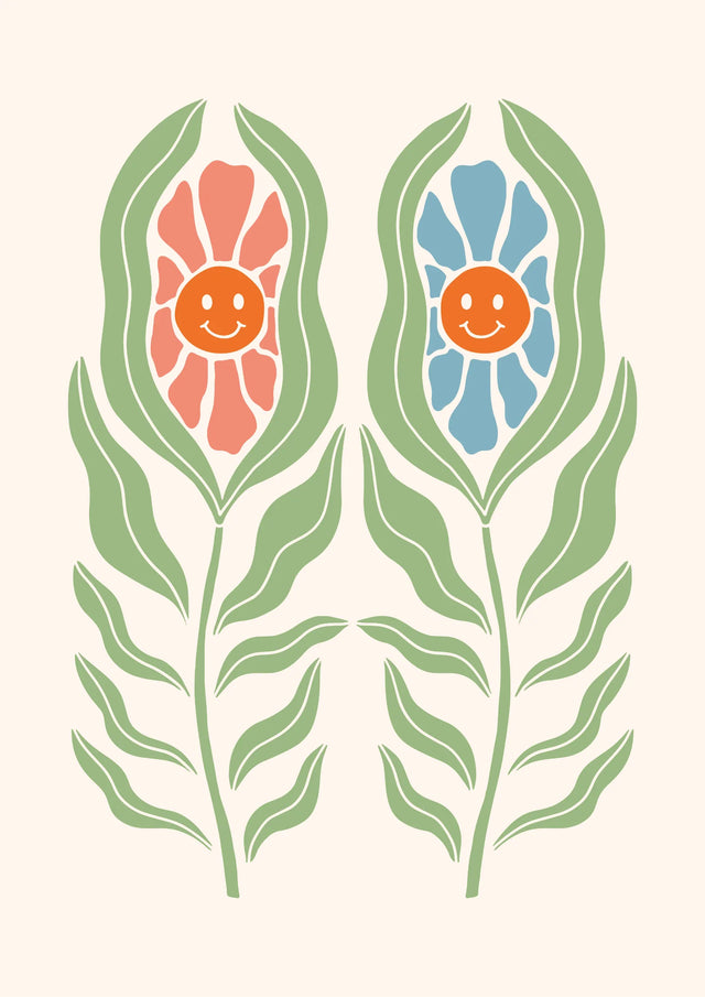 Smiling Petal Twins Canvas Wall Art