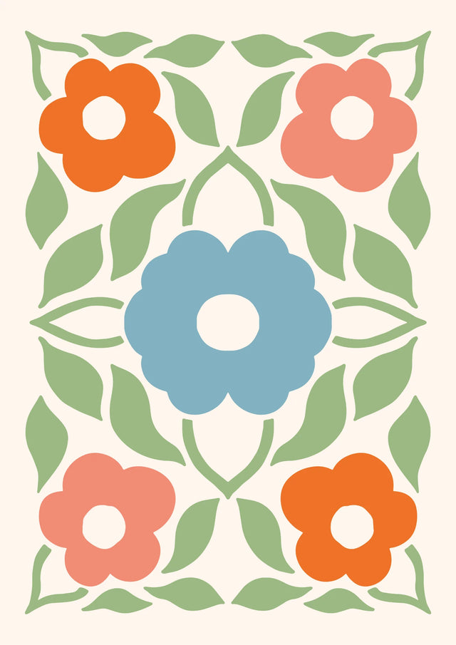 Retro Blossom Harmony Canvas Wall Art