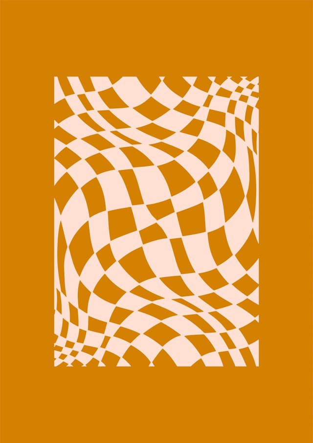 Wavy Check Illusion Canvas Wall Art