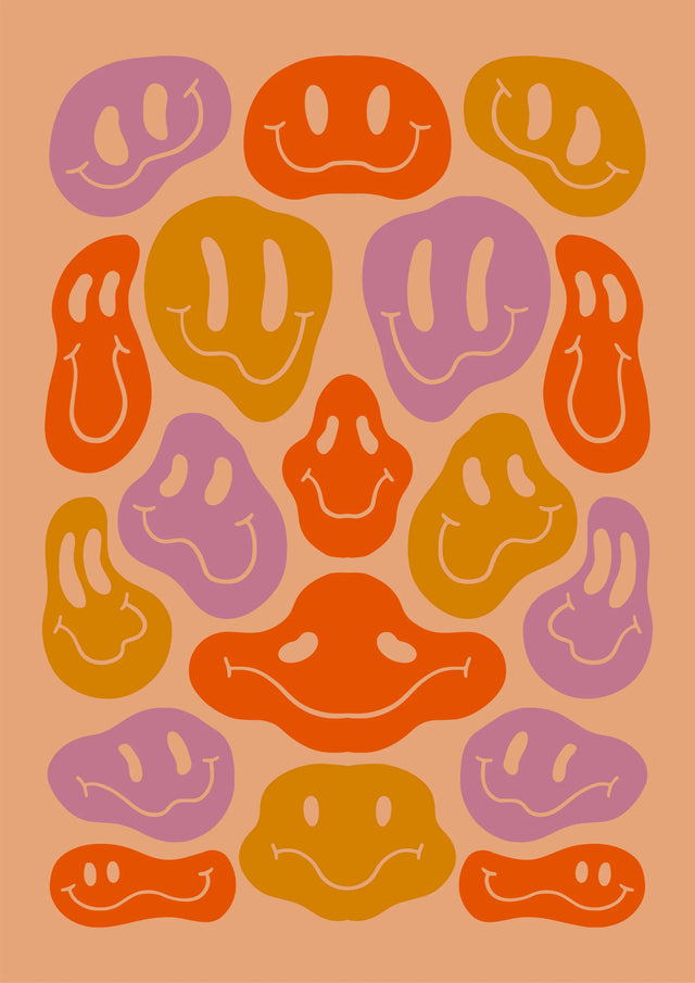 Groovy Mood Faces Canvas Wall Art