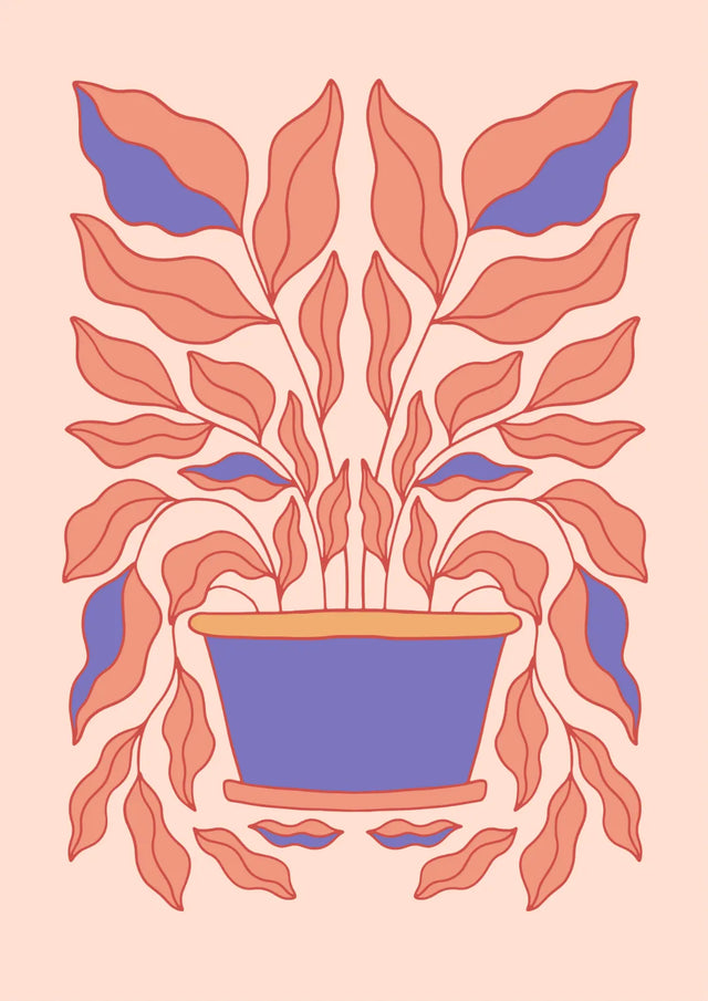 Retro Potted Plant Canvas Wall Art