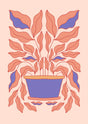 Retro Potted Plant Canvas Wall Art