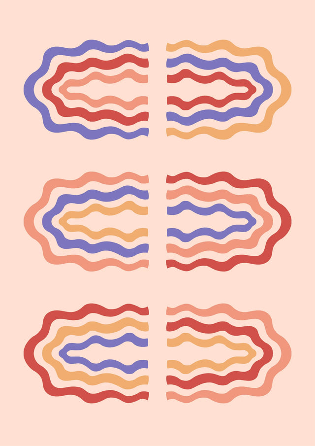 Retro Ripple Waves Canvas Wall Art