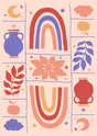 Retro Elements Patchwork Canvas Wall Art