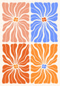 Retro Bloom Quartet Canvas Wall Art
