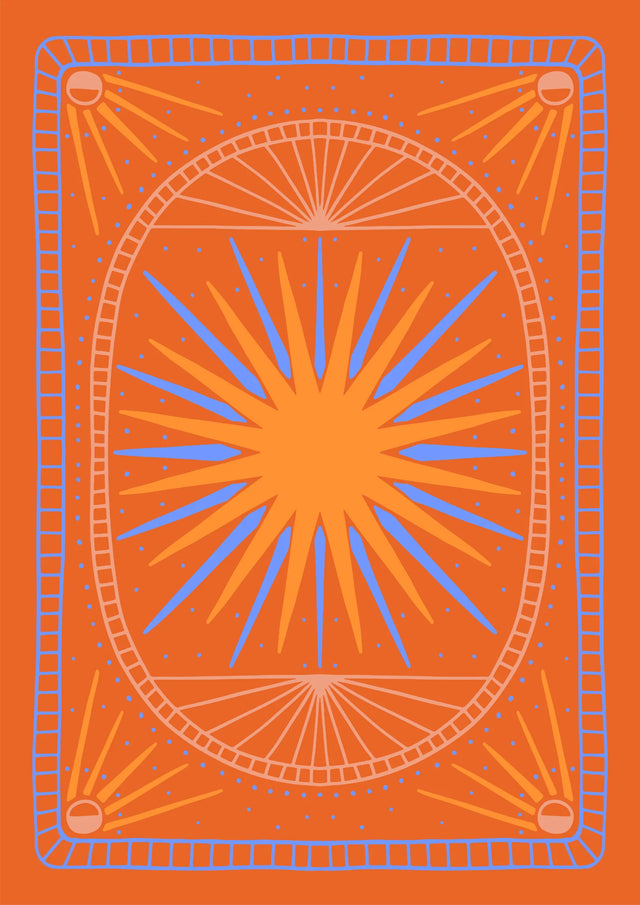 Celestial Burst Retro Sun Canvas Wall Art