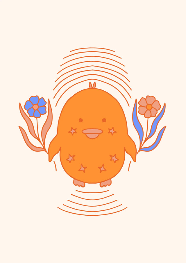 Whimsical Starry Chick Canvas Wall Art