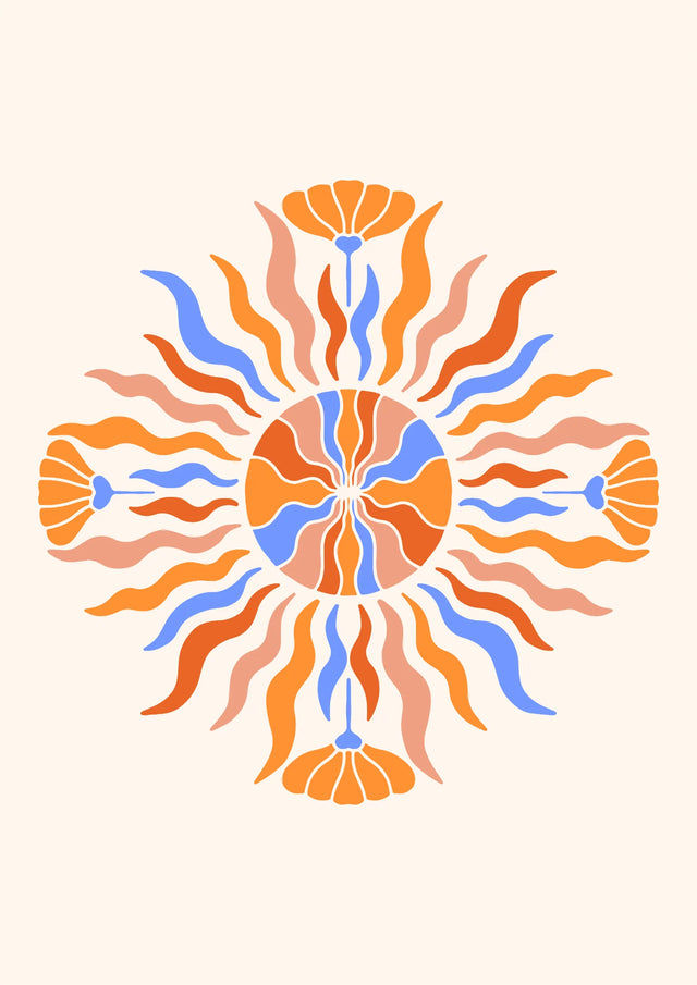 Radiant Bloom Sunburst Canvas Wall Art