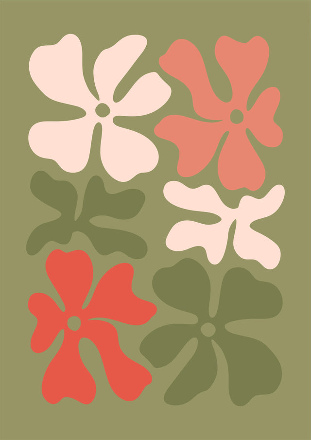 Retro Blossom Field Canvas Wall Art