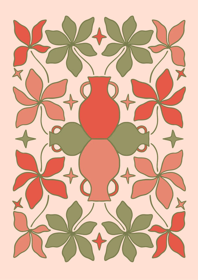 Vintage Harmony Vase and Florals Canvas Wall Art