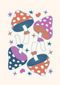 Whimsical Mushrooms and Stardust Canvas Wall Art